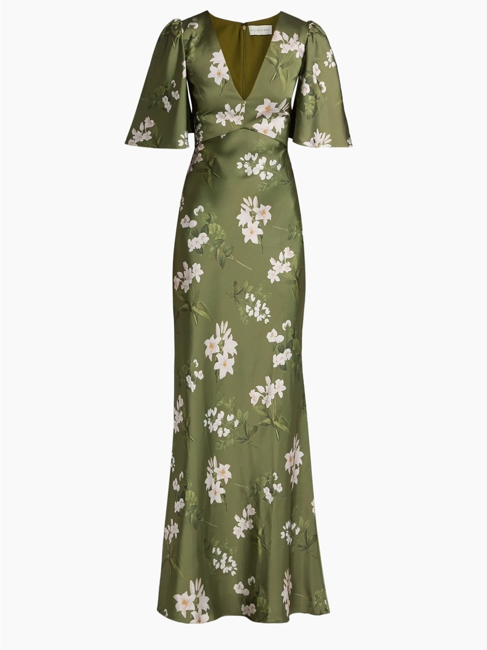 SACHIN & Babi Moss Green Floral V-Neck Maxi Dress